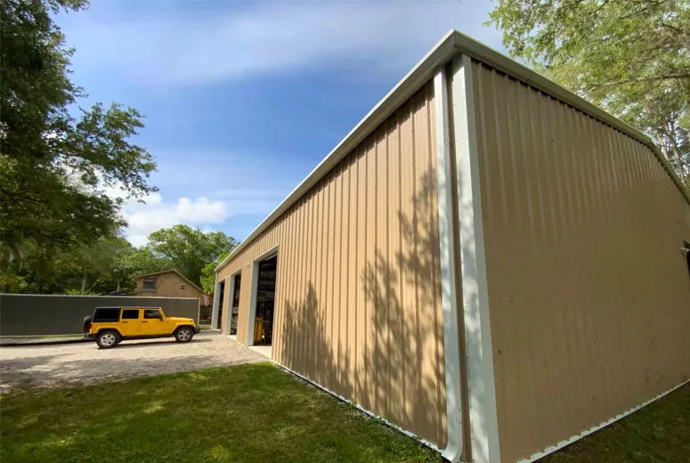 metal garage with attached carport
