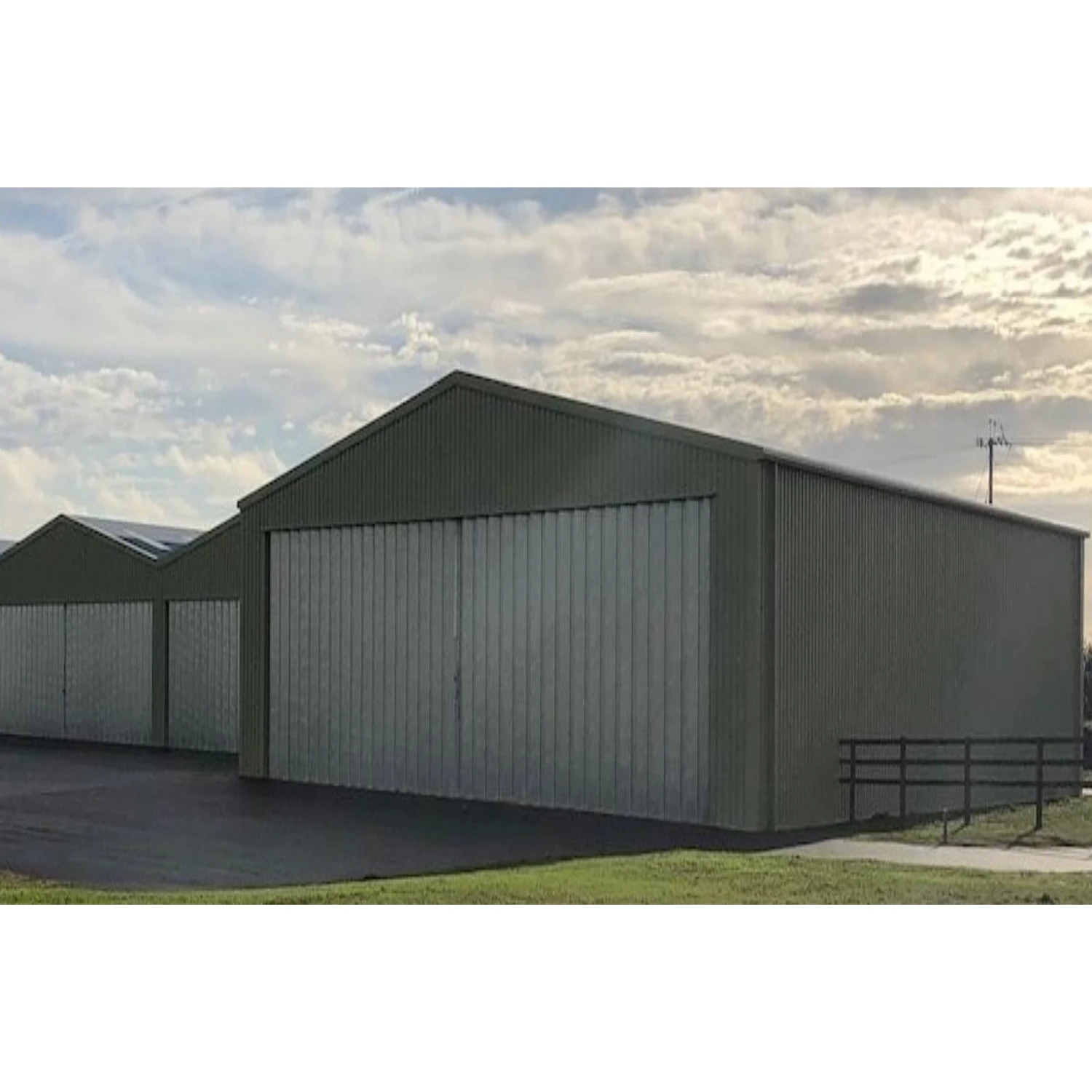 narrow metal shed