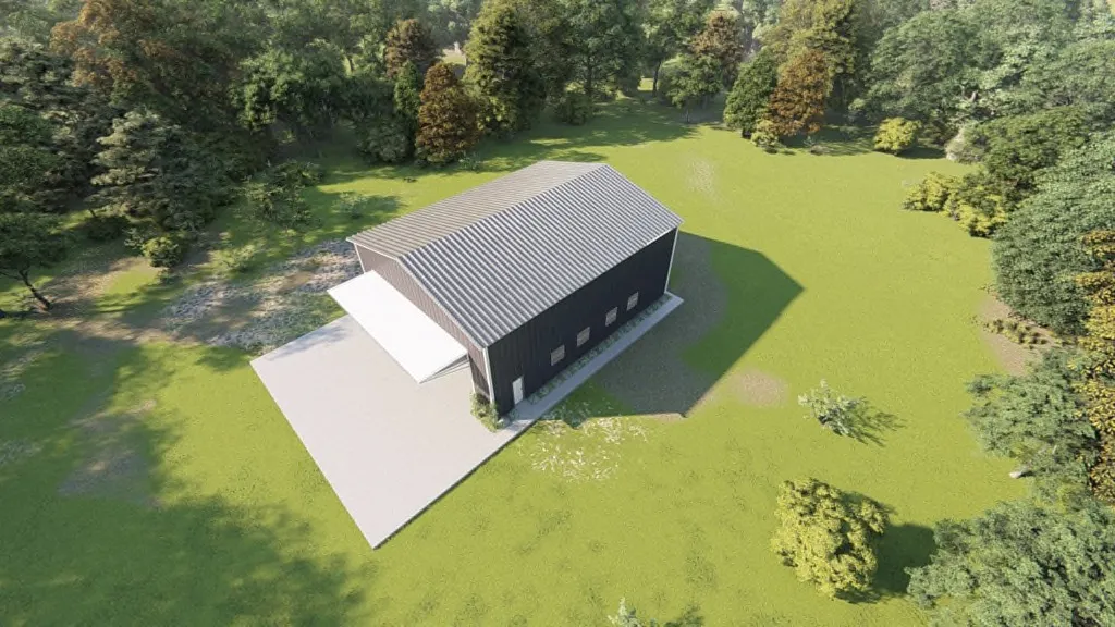 30x40 metal structure including residential space ideal for workshops and living.