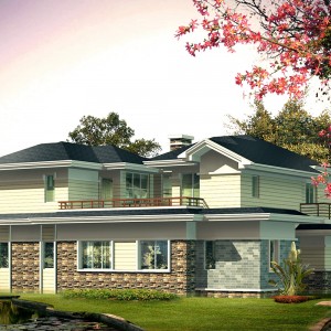 HJSD-2-4-1 2 floors 4 bedrooms modern design prefab houses villa with quality assurance